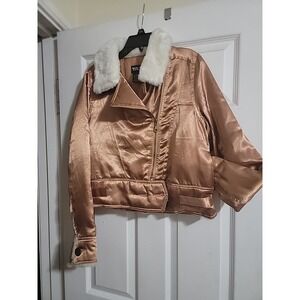 Taxi bronze color waste bomber like jacket‎ pockets , Zipper women's size medium